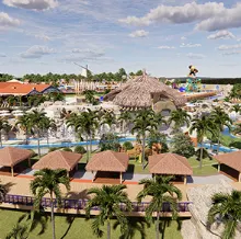Quiosques e piscinas do projeto