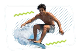 Surfista na piscina de ondas