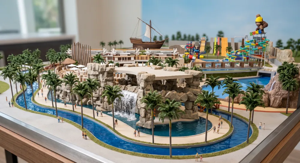 Maquete oficial do parque no ponto de venda